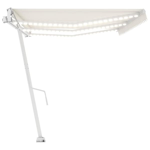 vidaXL markise m. LED + vindsensor 600x300 cm automatisk cremefarvet