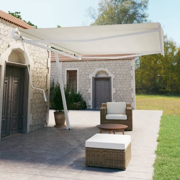 vidaXL Vapaasti seisova sisäänkelattava markiisi 500x350 cm kerma