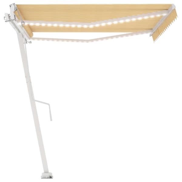 vidaXL markise m. LED + vindsensor 400x350 cm automatisk gul/hvid