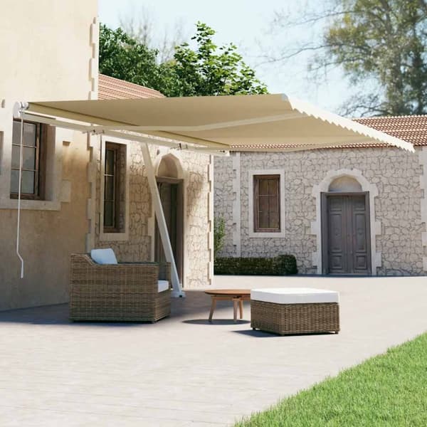 vidaXL Vapaasti seisova sisäänkelattava markiisi 600x300 cm kerma