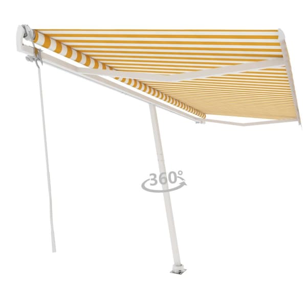 vidaXL Frittstående automatisk markise 500x300cm gul og hvit