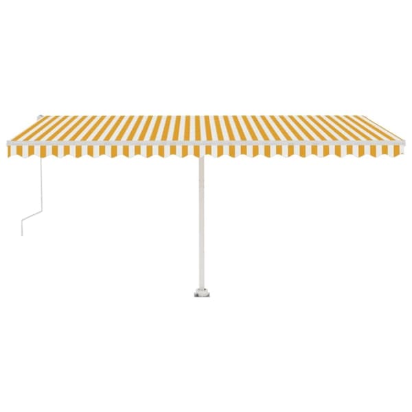 vidaXL Frittstående automatisk markise 500x300cm gul og hvit