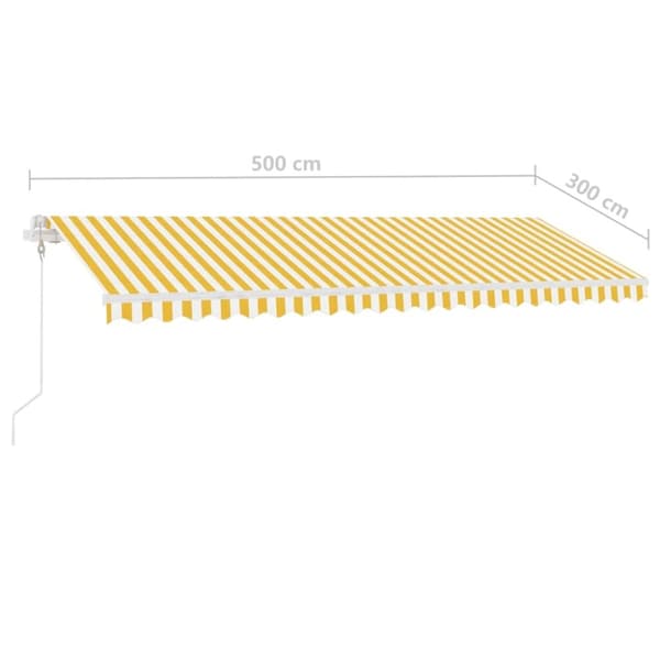 vidaXL Frittstående automatisk markise 500x300cm gul og hvit