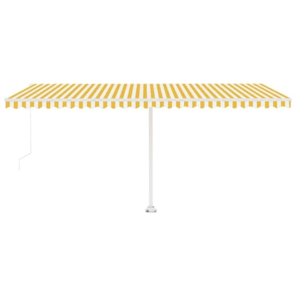 vidaXL Manuell uttrekkbar markise med LED 500x300 cm gul og hvit