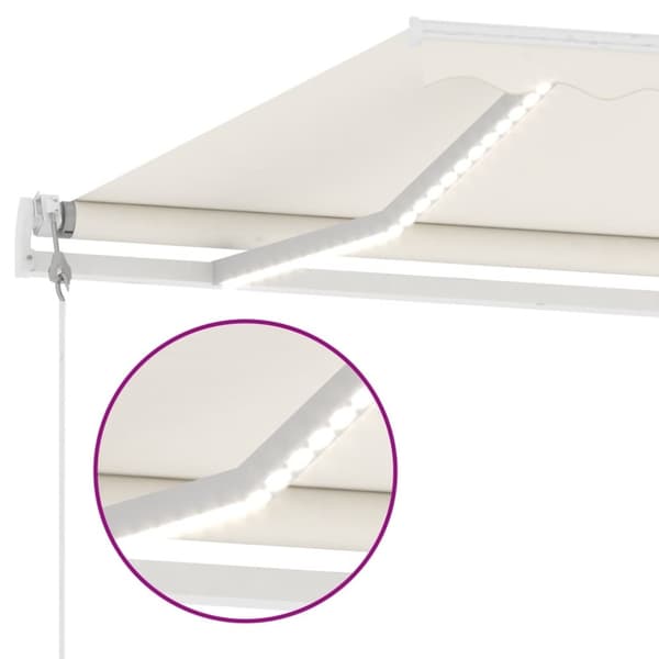 vidaXL Automatisk markis med vindsensor & LED 400x350 cm gräddvit