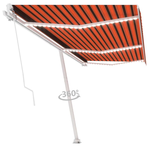 vidaXL Manuell uttrekkbar markise med LED 600x300 cm oransje og brun