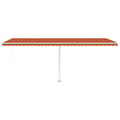 Miniatyrbilde 5 av 11: vidaXL Manuell uttrekkbar markise med LED 600x300 cm oransje og brun