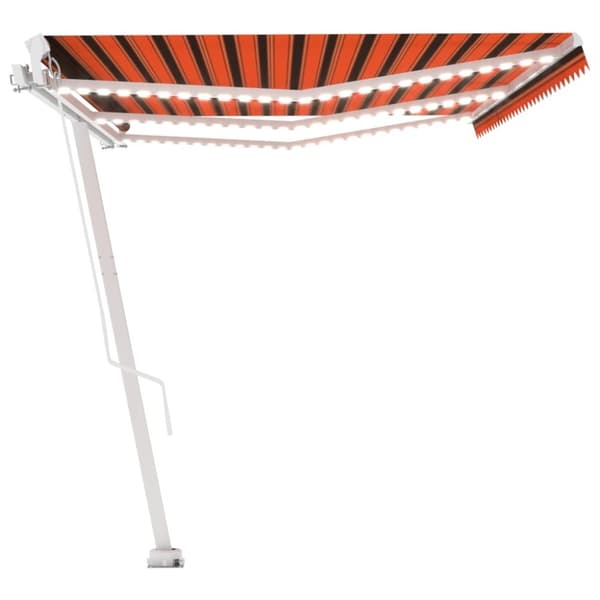 vidaXL Manuell uttrekkbar markise med LED 600x300 cm oransje og brun