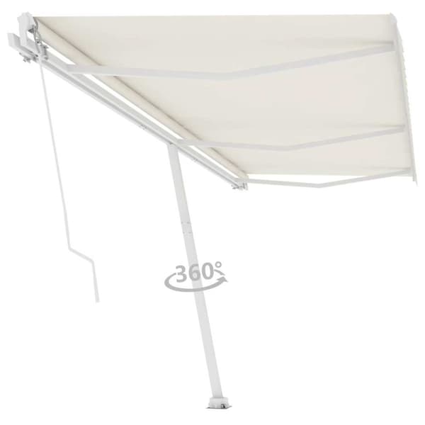 vidaXL Fristående markis manuellt infällbar 600x300 cm gräddvit