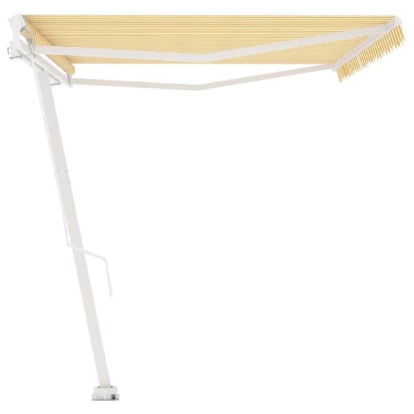 vidaXL Frittstående manuell uttrekkbar markise 500x350 cm gul/hvit