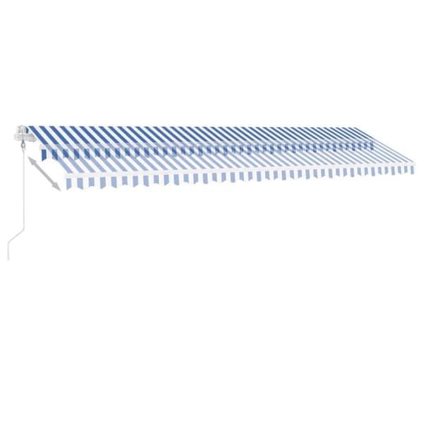 vidaXL Automatisk markise med vindsensor og LED 600x300 cm blå og hvit