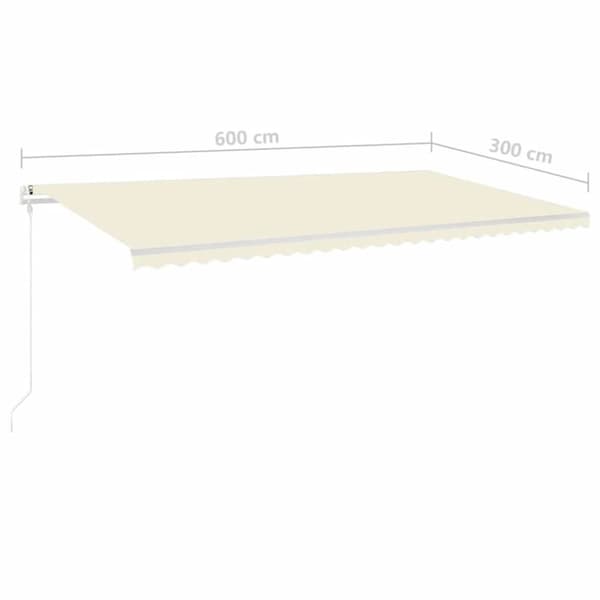 vidaXL Manuell uttrekkbar markise med stolper 6x3 m kremhvit