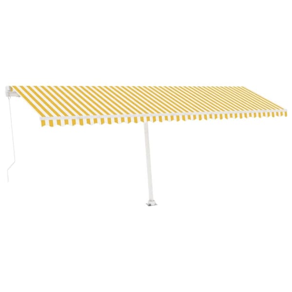 vidaXL Frittstående manuell uttrekkbar markise 600x300 cm gul og hvit