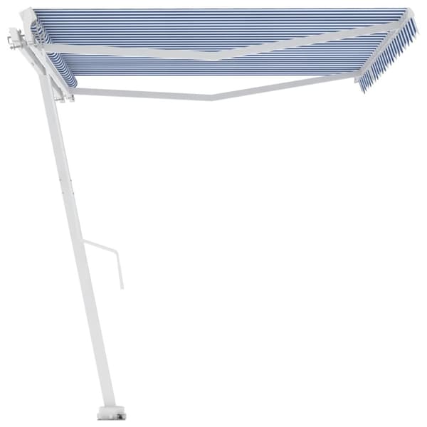 vidaXL Frittstående manuell uttrekkbar markise 400x350 cm blå/hvit