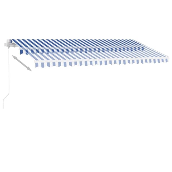 vidaXL Frittstående manuell uttrekkbar markise 400x350 cm blå/hvit
