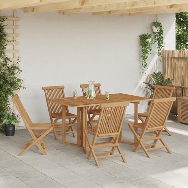 vidaXL 7 Stykke Have Spisesæt Solid Træ Teak