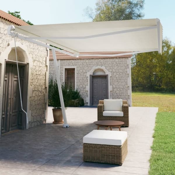 vidaXL Vapaasti seisova sisäänkelattava markiisi 500x350 cm kerma