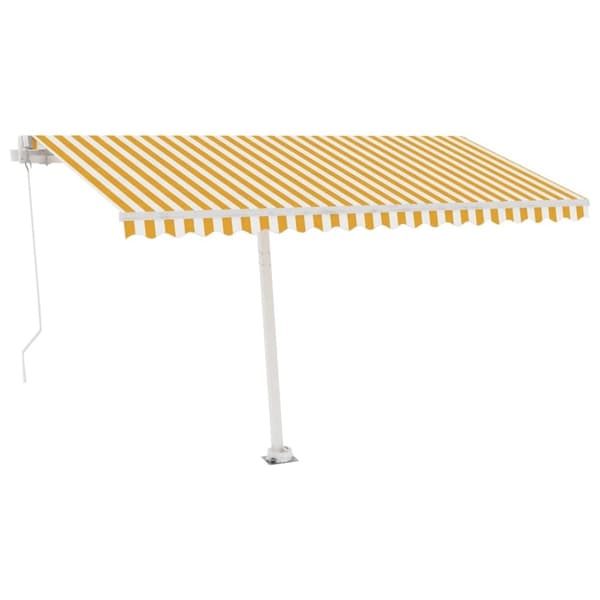 vidaXL fritstående markise 400x300 cm manuel betjening gul/hvid