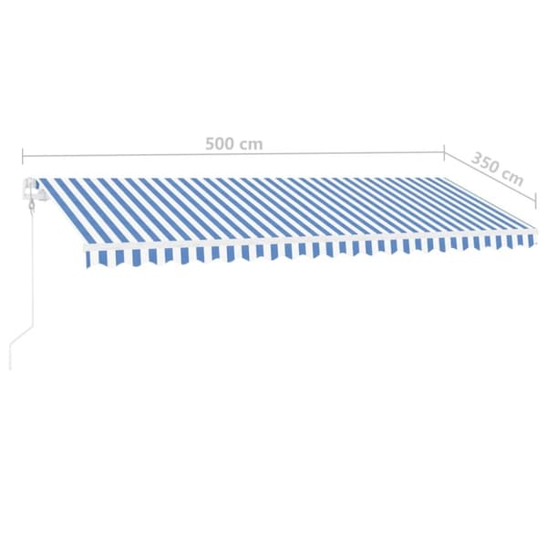 vidaXL fritstående markise 500x350 cm automatisk betjening blå og hvid