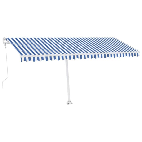 vidaXL fritstående markise 500x350 cm automatisk betjening blå og hvid
