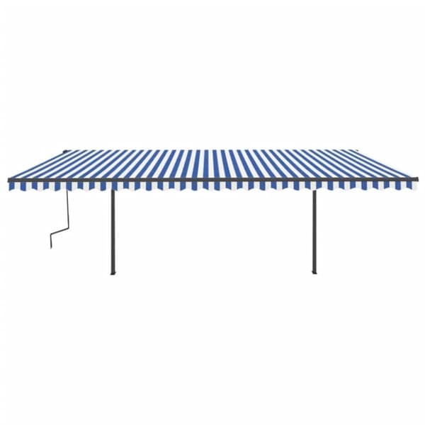 vidaXL Sisäänkelattava markiisi LED/tuulisensori 6x3 m sinivalkoinen