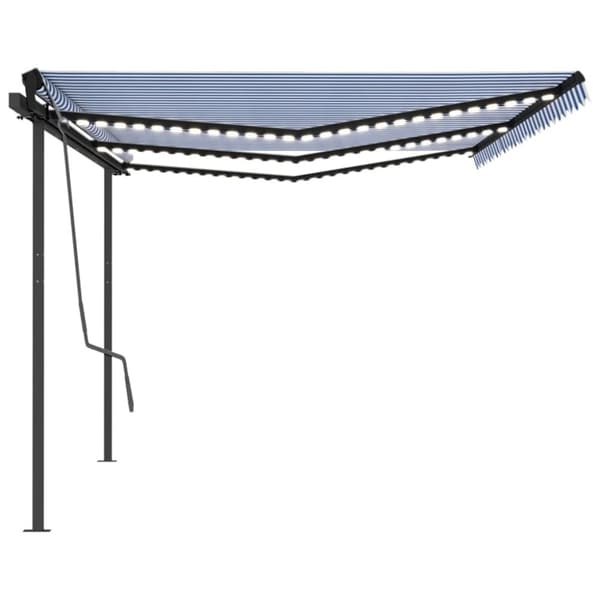 vidaXL Sisäänkelattava markiisi LED/tuulisensori 6x3 m sinivalkoinen