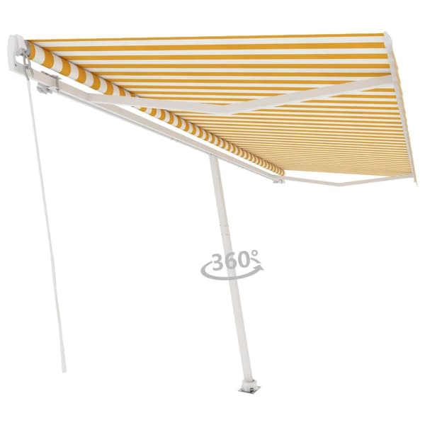vidaXL Vapaasti seisova sisäänkelattava markiisi 500x350 cm kel./valk.