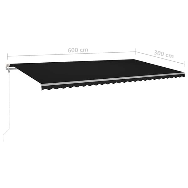 vidaXL Käsin sisäänkelattava markiisi LEDillä 6x3 m antrasiitti