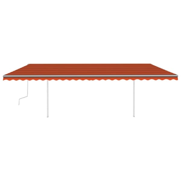 vidaXL Käsin sisäänkelattava markiisi LEDillä 6x3 m oranssiruskea