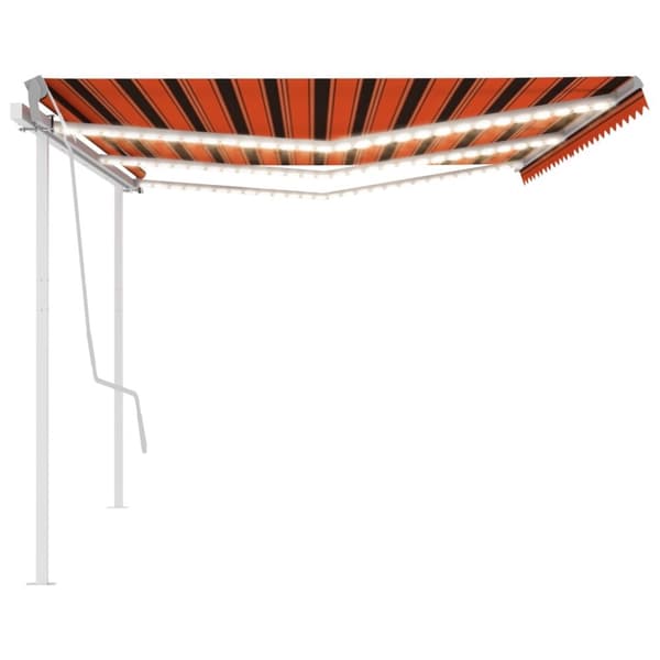 vidaXL Käsin sisäänkelattava markiisi LEDillä 6x3 m oranssiruskea