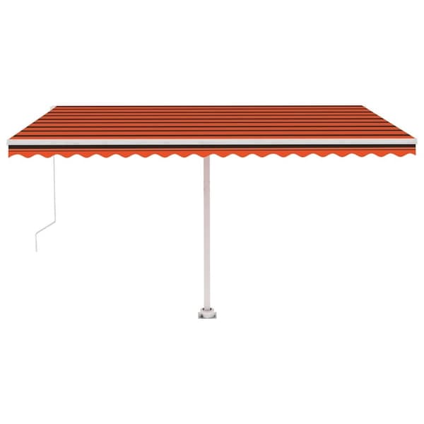 vidaXL Frittstående manuell uttrekkbar markise 400x300 cm oransje/brun