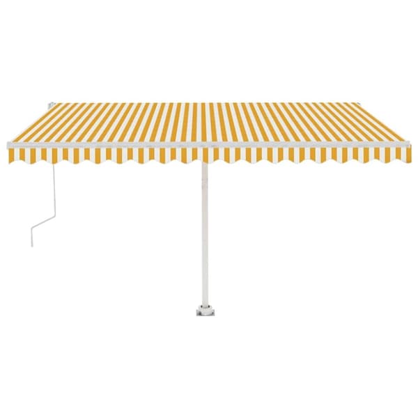 vidaXL Frittstående automatisk markise 400x300cm gul og hvit