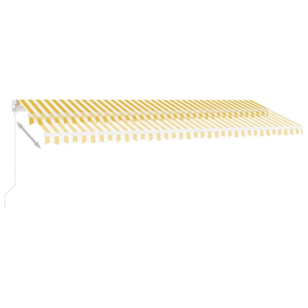 vidaXL Frittstående manuell uttrekkbar markise 500x300 cm gul og hvit