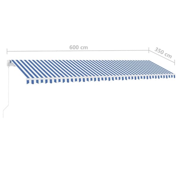 vidaXL Frittstående manuell uttrekkbar markise 600x350 cm blå og hvit