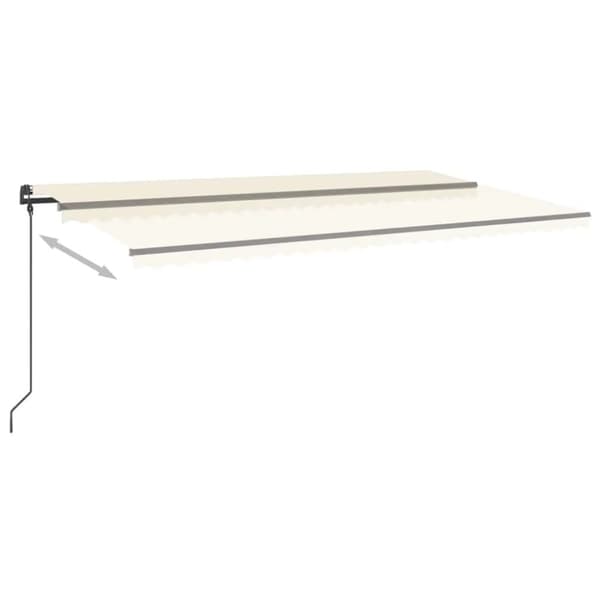vidaXL Markis manuellt infällbar med LED 6x3 m gräddvit