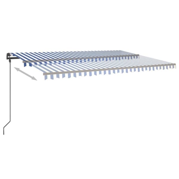 vidaXL Automatisk markise med vindsensor og LED 6x3 m blå og hvit