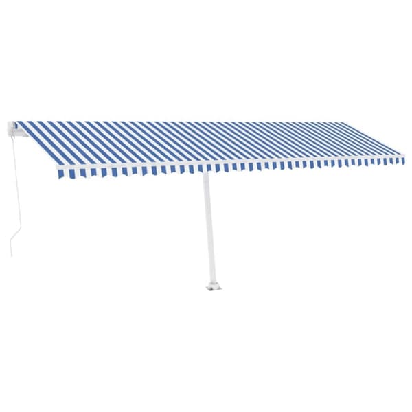 vidaXL Frittstående manuell uttrekkbar markise 600x300 cm blå og hvit