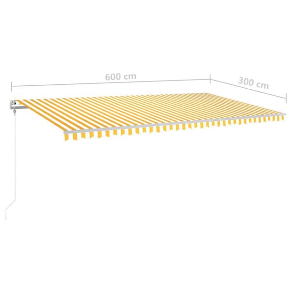 vidaXL Manuell uttrekkbar markise med LED 6x3 m gul og hvit