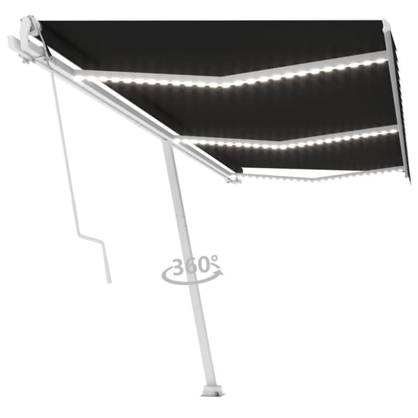 vidaXL Automatisk markis med vindsensor & LED 600x350 cm antracit