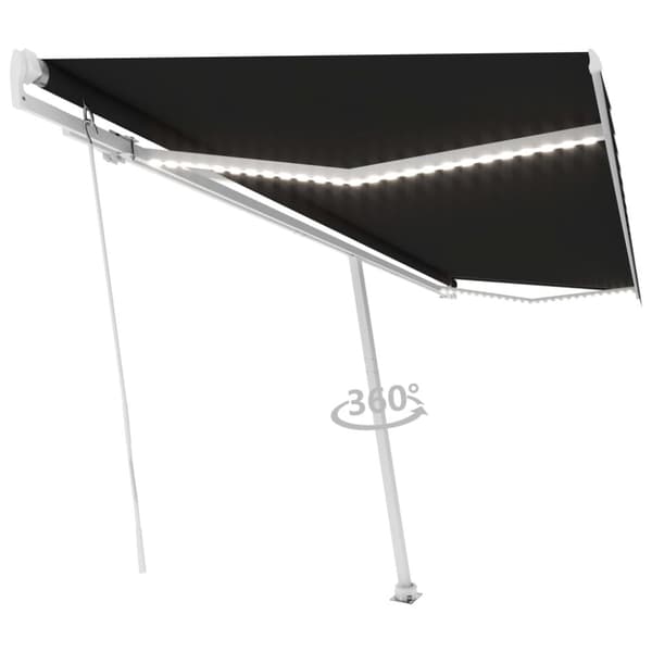 vidaXL markise m. LED-lys 500x350 cm manuel betjening antracitgrå