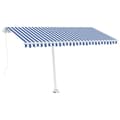 Miniatyrbilde 4 av 11: vidaXL Manuell uttrekkbar markise med LED 400x350 cm blå og hvit