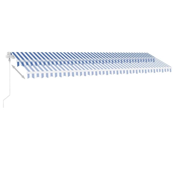 vidaXL Automatisk markise med vindsensor og LED 600x350 cm blå og hvit