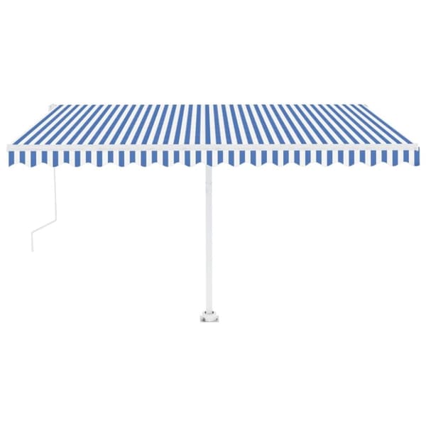 vidaXL Automatisk markise med vindsensor og LED 450x350 cm blå og hvit