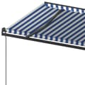 Miniatyrbild 6 av 11: vidaXL Markis med stolpar manuellt infällbar 6x3,5 m blå och vit