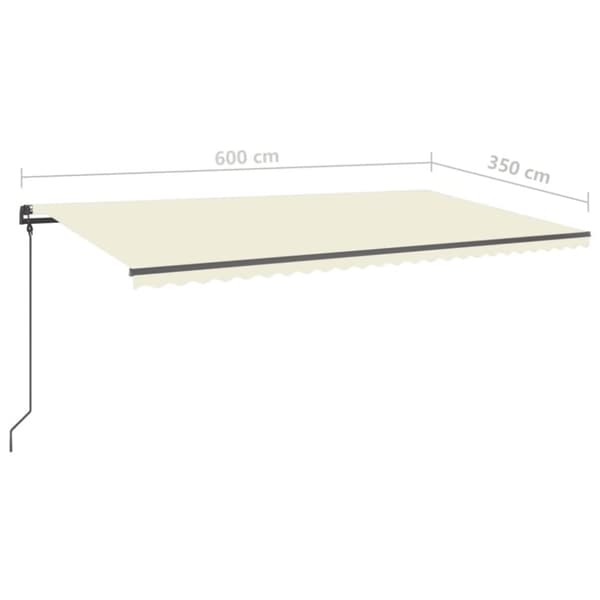 vidaXL Markis med LED manuellt infällbar 6x3,5 m gräddvit