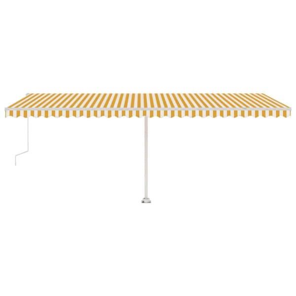 vidaXL markise m. LED + vindsensor 600x350 cm automatisk gul og hvid