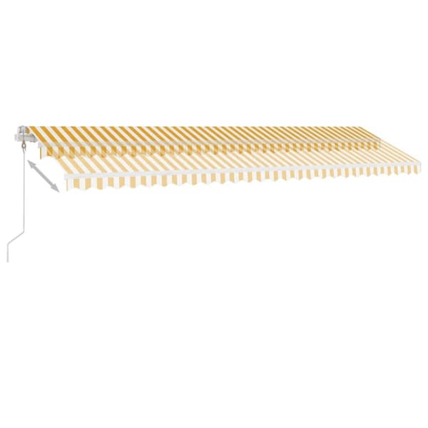 vidaXL markise m. LED + vindsensor 600x350 cm automatisk gul og hvid