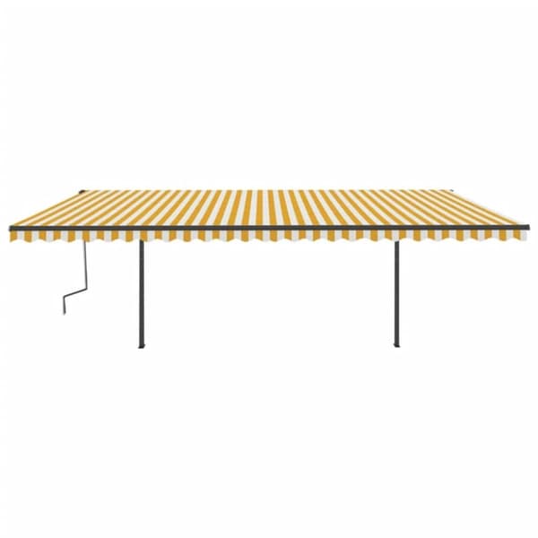 vidaXL Sisäänkelattava markiisi LED/tuulisensori 6x3,5m keltavalkoinen