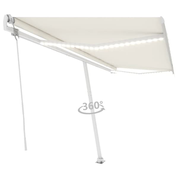 vidaXL Sisäänkelattava markiisi LED/tuulisensori 500x350cm kerma