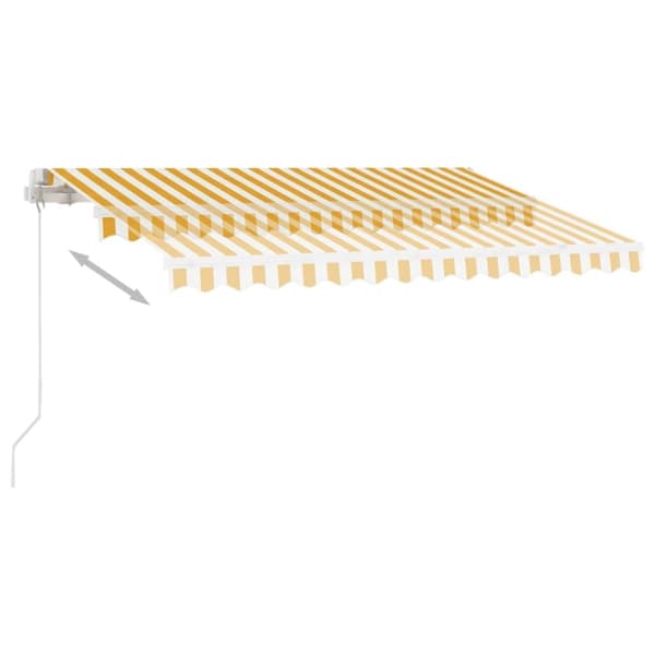 vidaXL Frittstående manuell uttrekkbar markise 300x250 cm gul og hvit